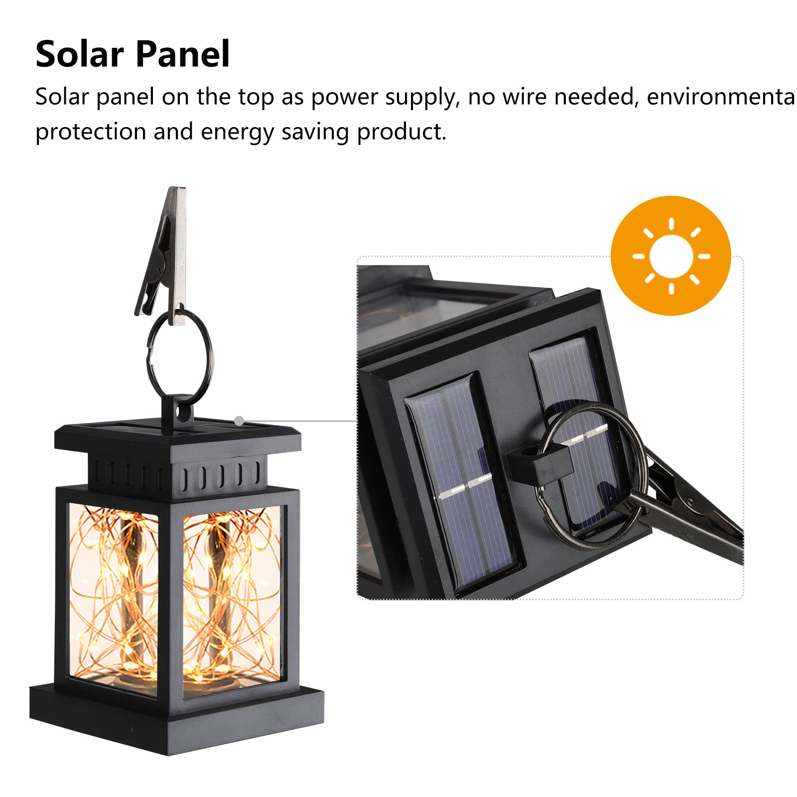 EEEkit Black Solar Outdoor Hanging Lantern With Waterproof