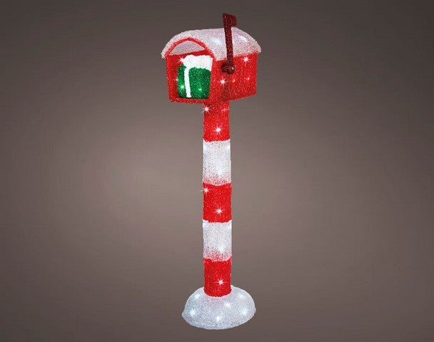 3 FT 60 LED Cool White Battery Operated Outdoor Red Mailbox Acrylic