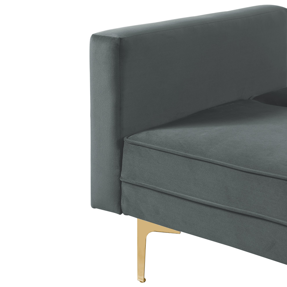 Siena Velvet Convertible Sleeper Sofa With Pillows  Gray   Midcentury   Sleeper Sofas   by CAROLINA CLASSICS  Houzz