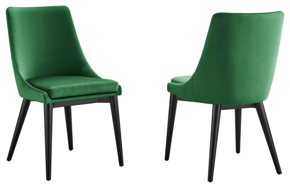 Viscount Accent Performance Velvet Dining Chairs  Set of 2  Emerald   Midcentury   Dining Chairs   by First of a Kind USA Inc  Houzz