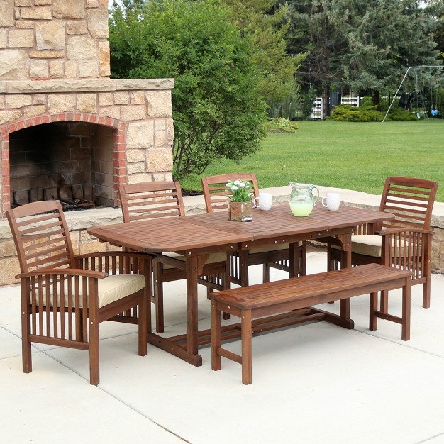 Ravenscroft 6pc Acacia Wood Patio Dining Set With Cushions Saracina Home