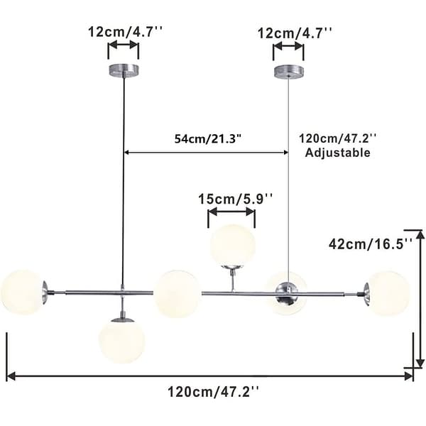 Lighting Modern Brass Chandelier Mid Century Gold Sputnik Pendant Light 6-Light Glass Globe Linear Chandelier Adjustable Kitchen