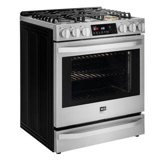 LG STUDIO 30 in. 6.3 cu. ft. Smart Slide-In Gas Range with ProBake Convection Oven and Self-Clean in Stainless Steel LSSG3017ST