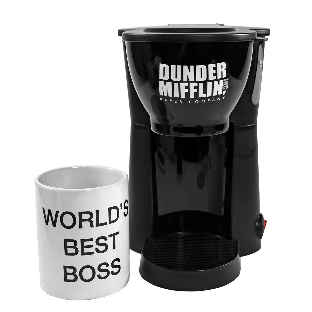 Uncanny Brands The Office Single Cup Black Drip Coffee Maker with Mug CM-OFF-OF1