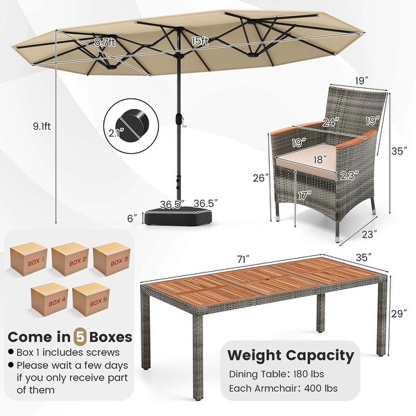 Costway 10 Pieces Patio Wicker Dining Set with DoubleSided Patio