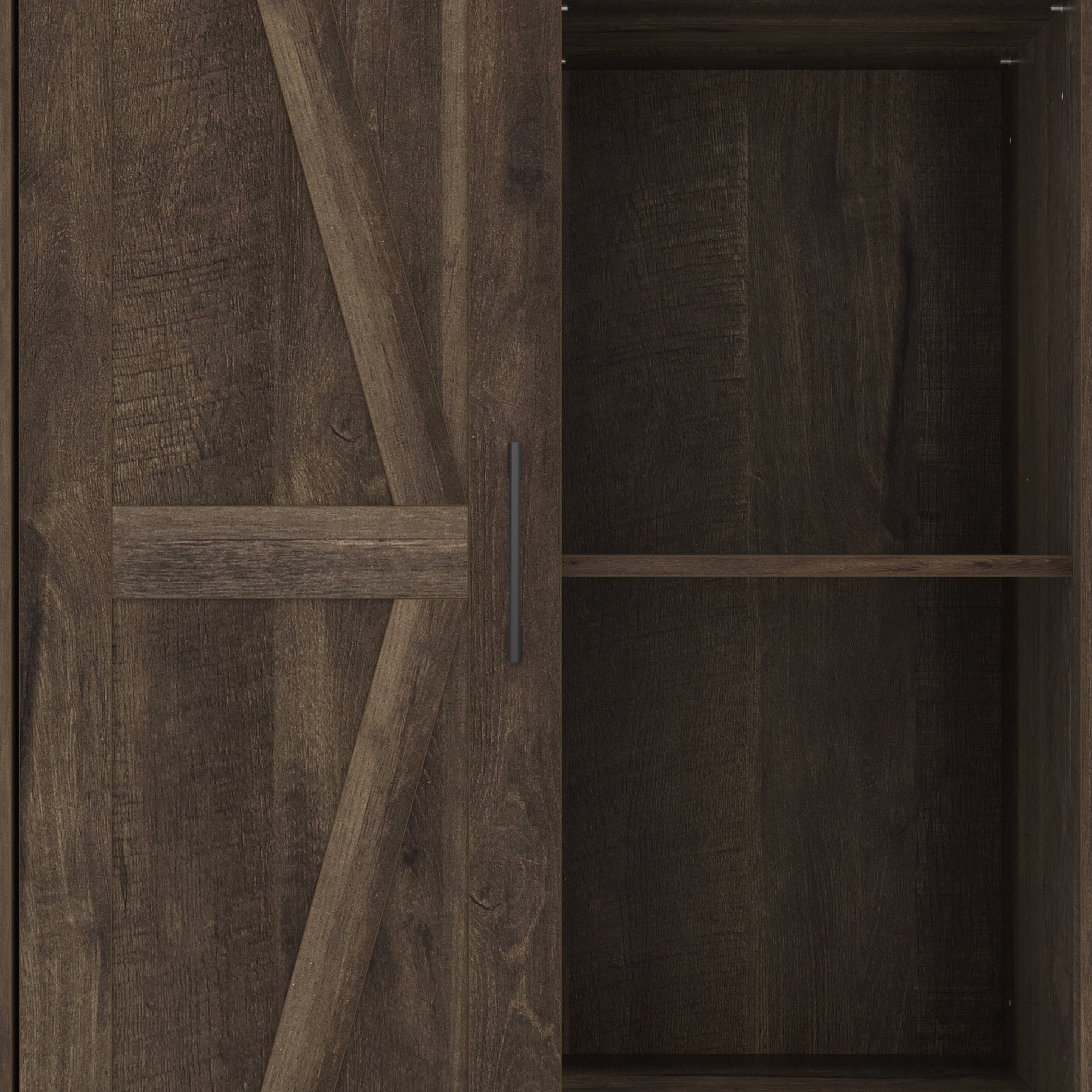 Woven Paths Shelton Wood Kitchen Pantry with 1 Sliding Barn Door， Dusty Oak