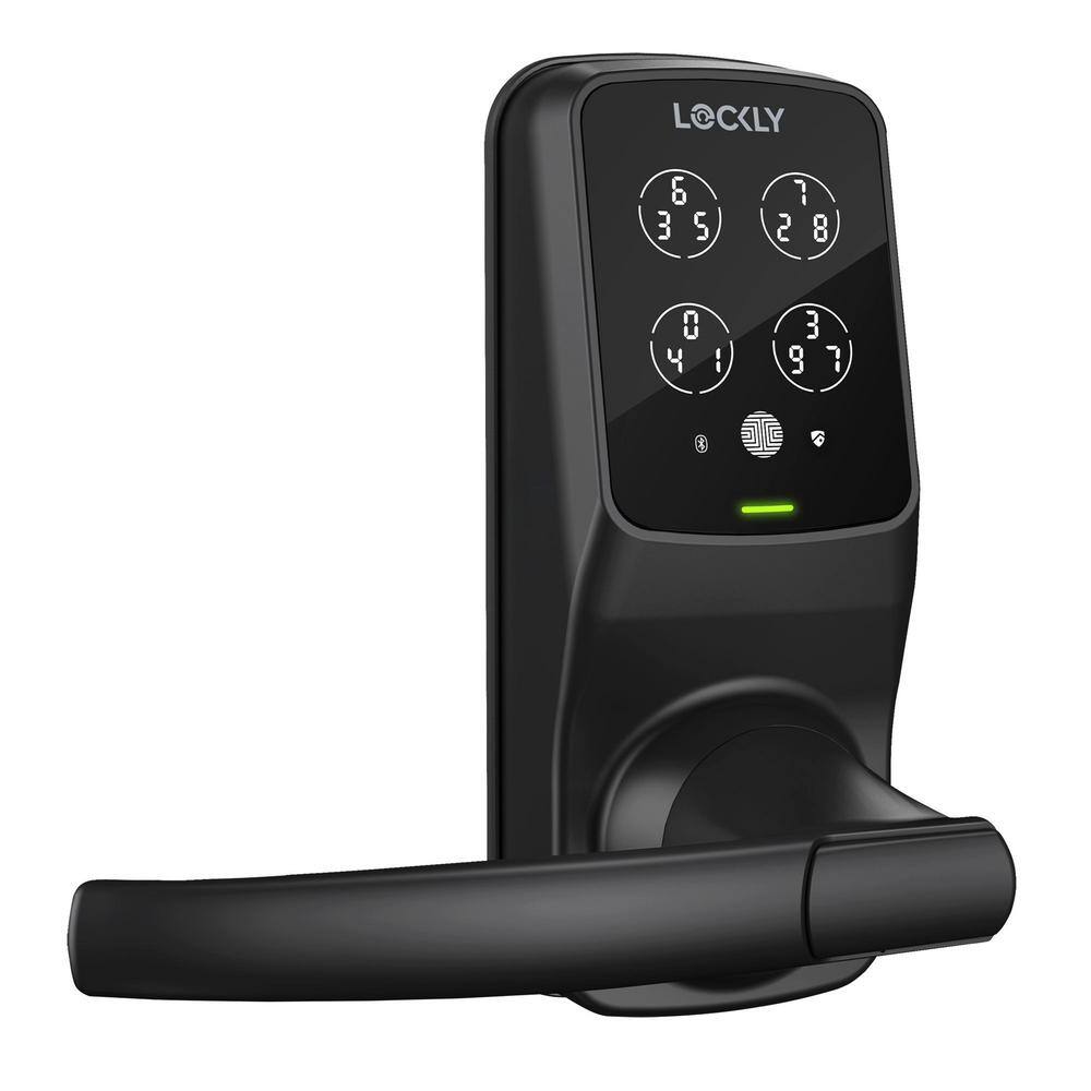 Lockly Secure Pro Matte Black Smart WiFi Mobile app-controlled Lever Latch 3D Fingerprint Keypad works with Hey GoogleAlexa PGD 628W MB