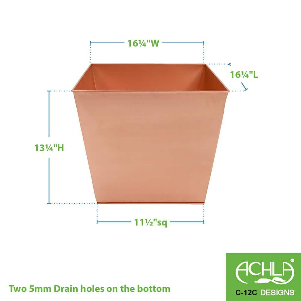 ACHLA DESIGNS 16.25 in. x 16.25 in. Square Copper Plated Galvanized Steel Flower Planter Box C-12C