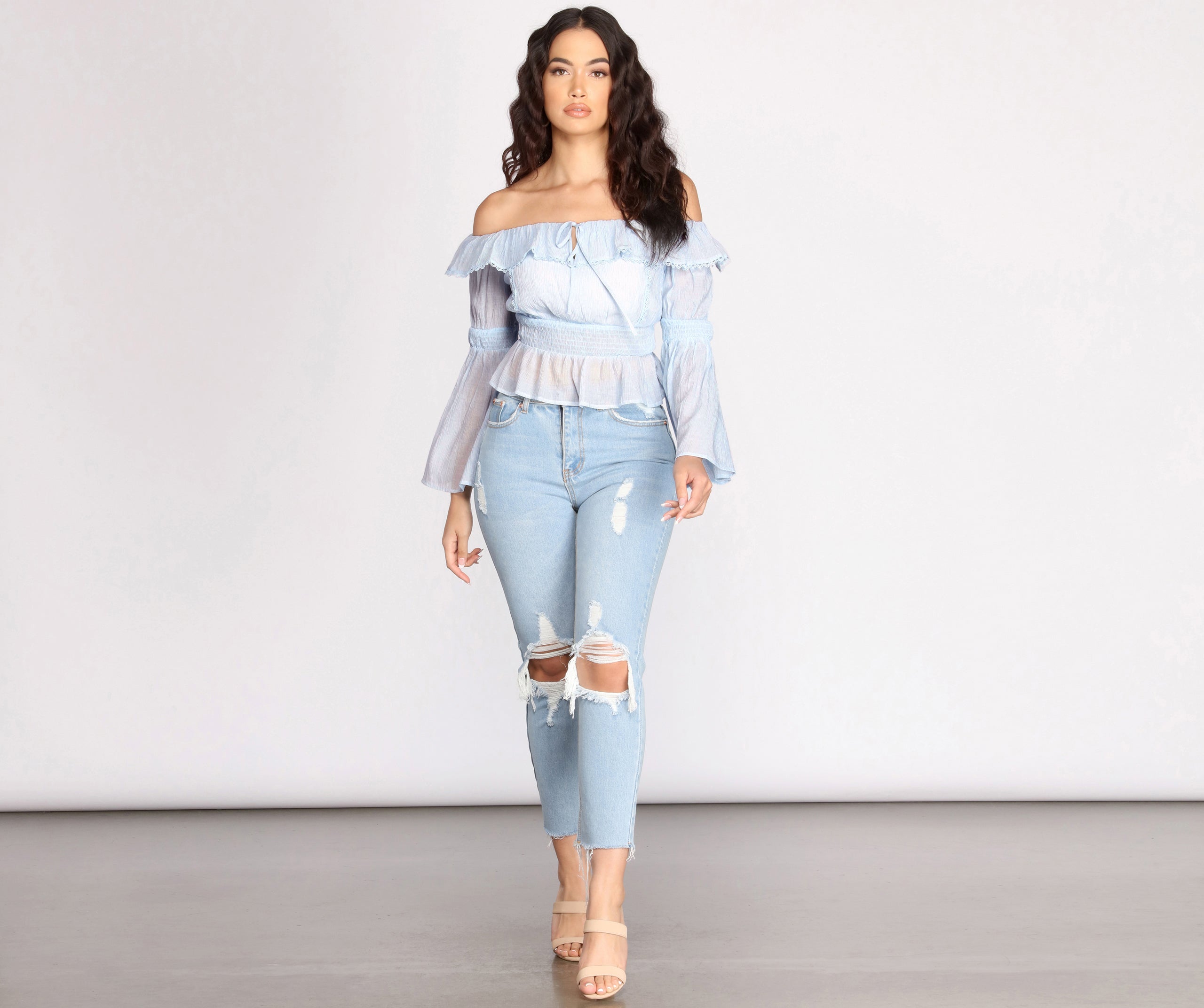 Perfect Peplum Off The Shoulder Top