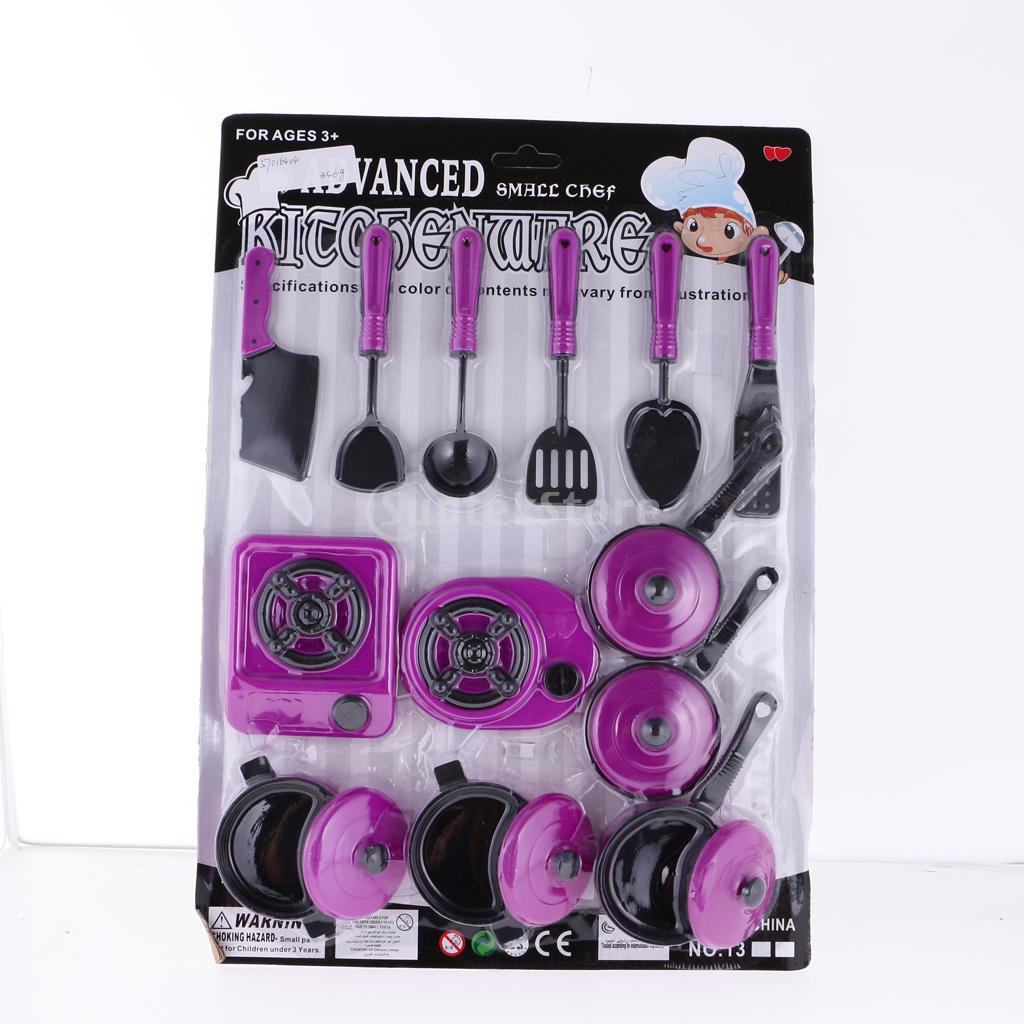 13 Piece Cooking Toys Kitchen Pretend Play Kitchen Accessories with Pots and Pans Cookware Gifts for Toddler and Boys Girls