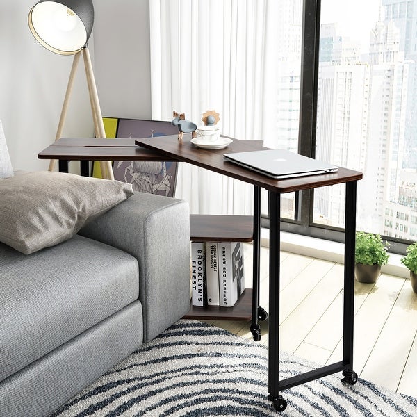 360 Degree Free Rotating Sofa Side Table Mobile End Table