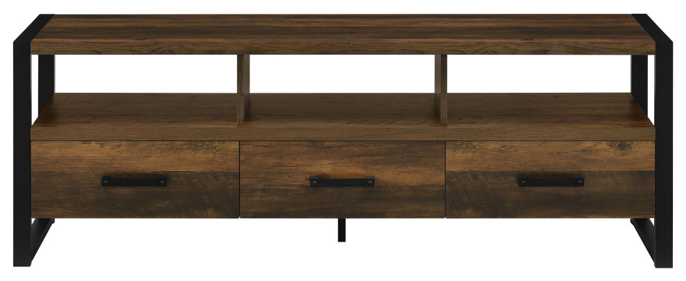 James 3 drawer Composite Wood 60 quotTV Stand Dark Pine   Modern   Entertainment Centers And Tv Stands   by Modon  Houzz