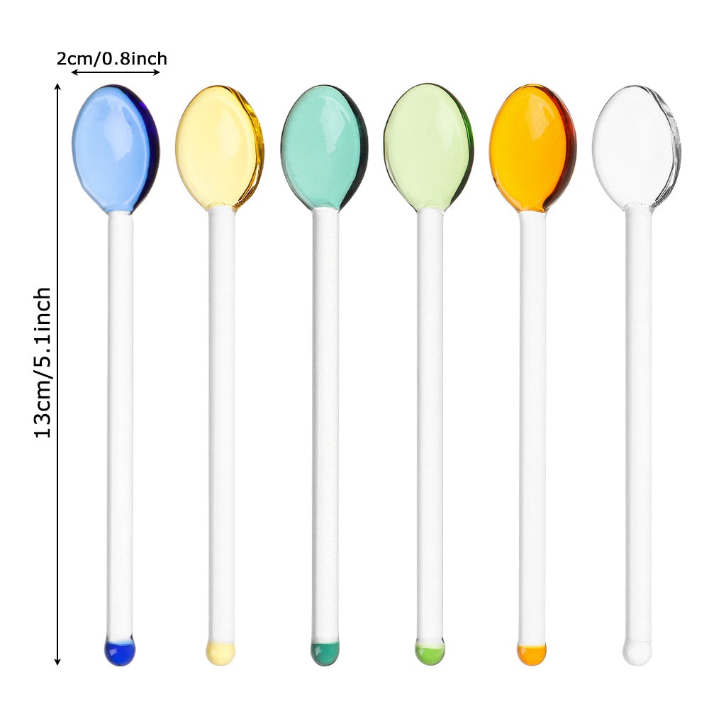 6Pcs/Set Long Handle Glass Tea Spoons Tableware Colorful Coffee Stirring Spoons Flatware for Home KitchenSupplies