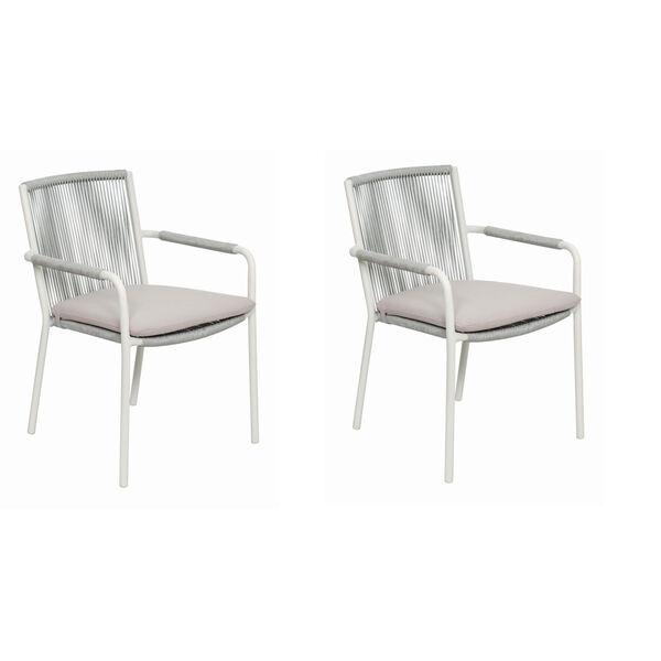 Archipelago Stockholm Dining Arm Chair in Coconut White and Cardamom Taupe ， Set of Two