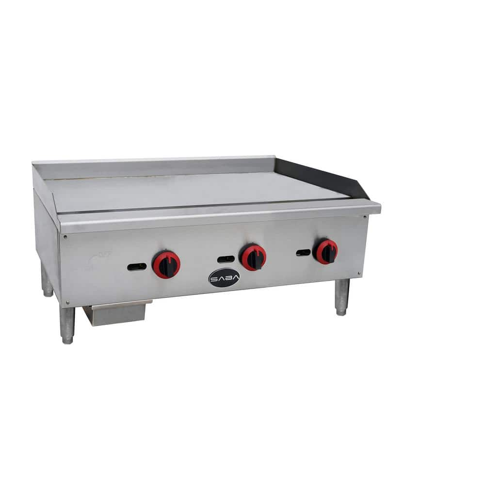 SABA 36 in. Commercial Griddle Gas Cooktop in Stainless Steel with 3 Burners MG-36