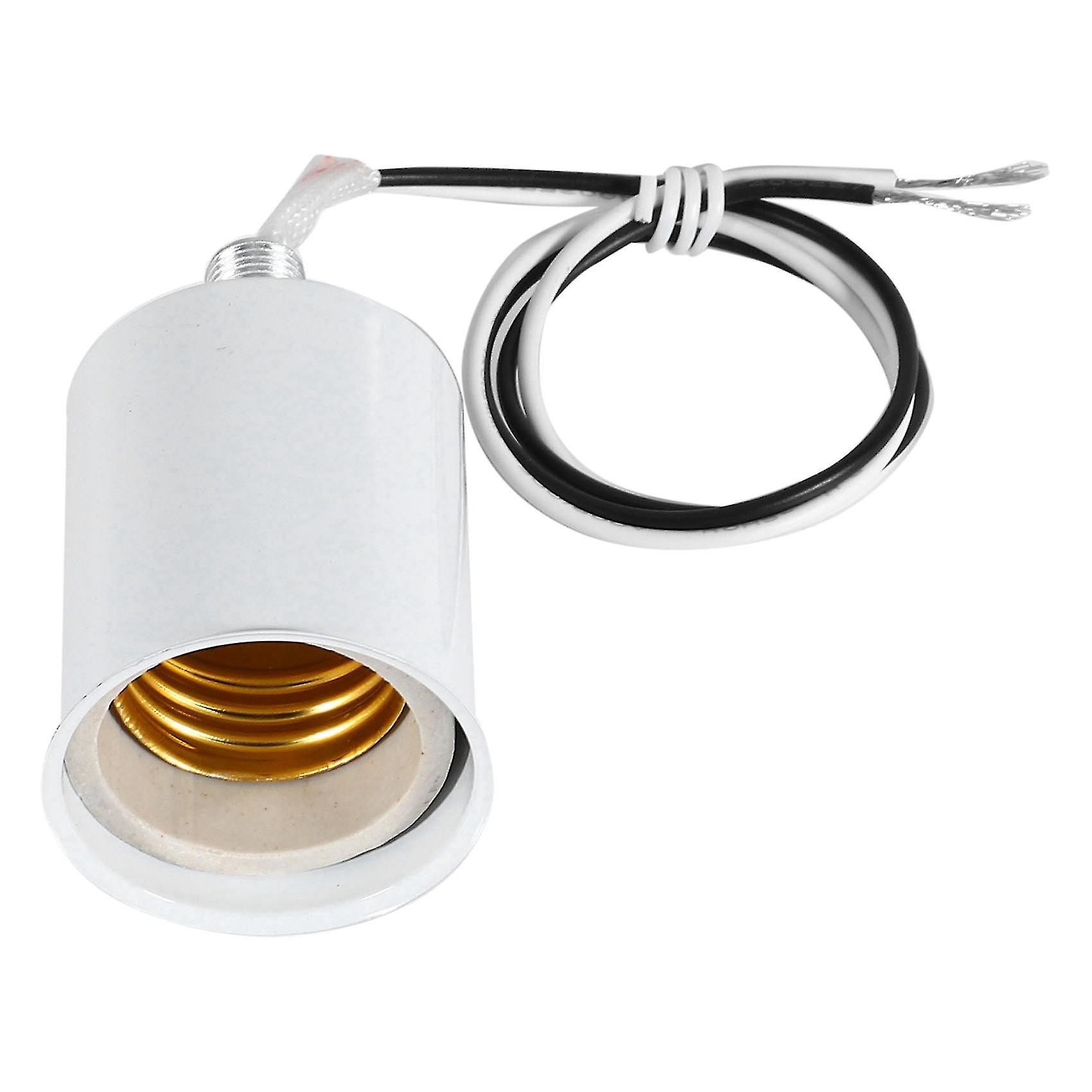 2x E27 Ceramic Screw Base Round Led Light Bulb Lamp Socket Holder Adapter Metal Lamp Holder With Wi