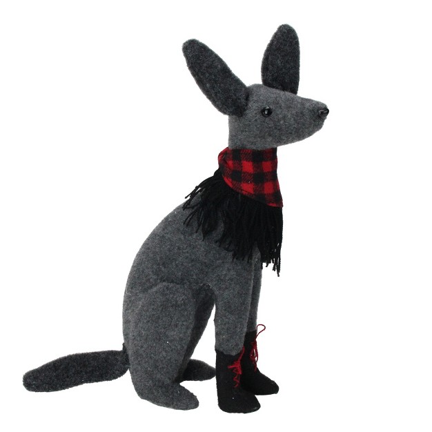 Northlight 14 5 Gray And Red Sitting Dog With Plaid Collar Christmas Decoration