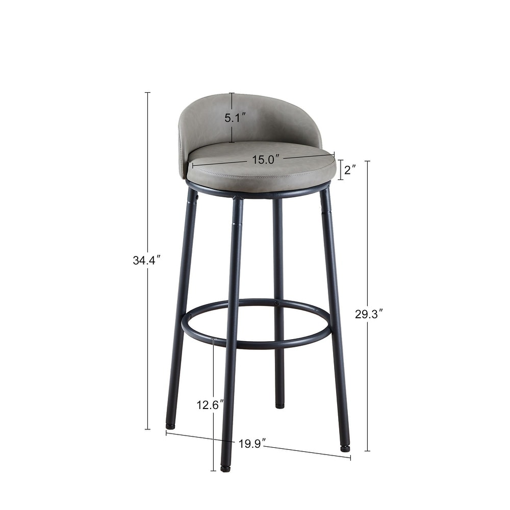 5 Piece Bar Stools with Back and Footrest for Dining Room Grey   Black