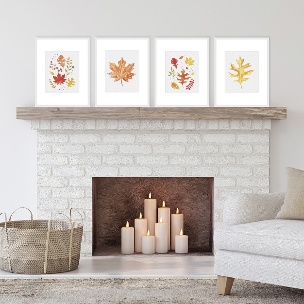 Big Dot Of Happiness Fall Foliage Unframed Autumn Leaves Linen Paper Wall Art Set Of 4 Artisms 8 X 10 Inches