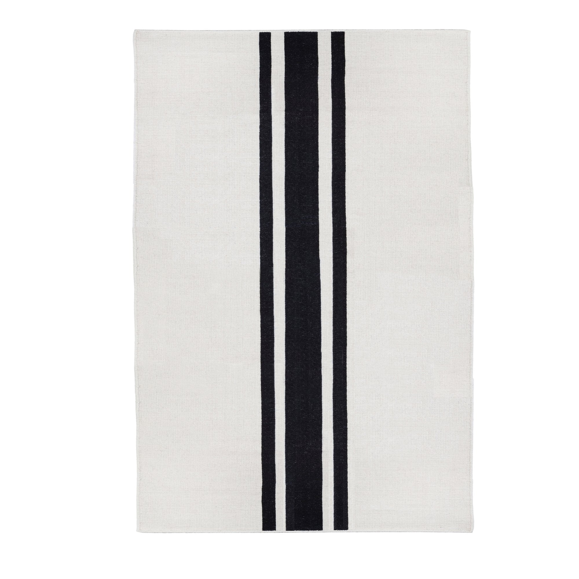 Beachwood Handwoven Rug in Ivory and Black