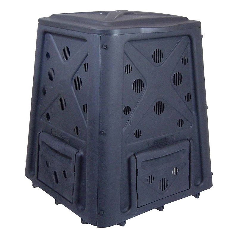 Redmon 65 Gallon Capacity Compost Bin with Lift Off Lid and 4 Door Access， Black