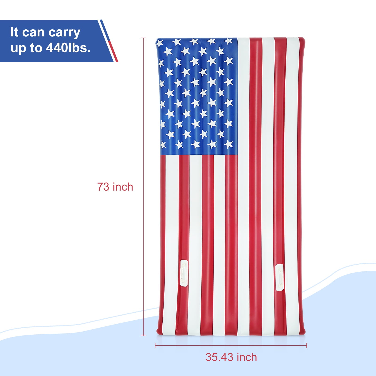 6Ft Inflatable American Flag Pool Floats, Water Fun Floaty, Summer Swim Pool Raft Lounge Beach Floaty Party Toys, Summer Float For Adult