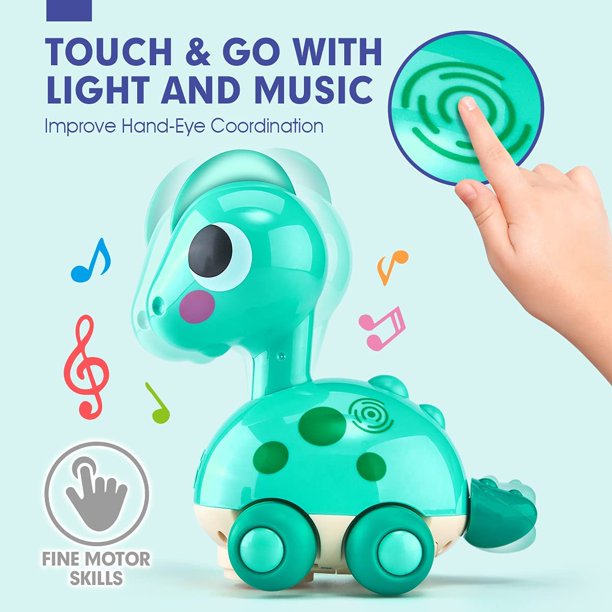 Zendure Green Baby Toys 6 to 12 Months， Touch and Go Music Light Dinosaur Baby Crawling Toys - Infant Toys 6 Month Old Baby Toys for 12-18 Months Toys for 1 Year Old Boy Gifts Toy