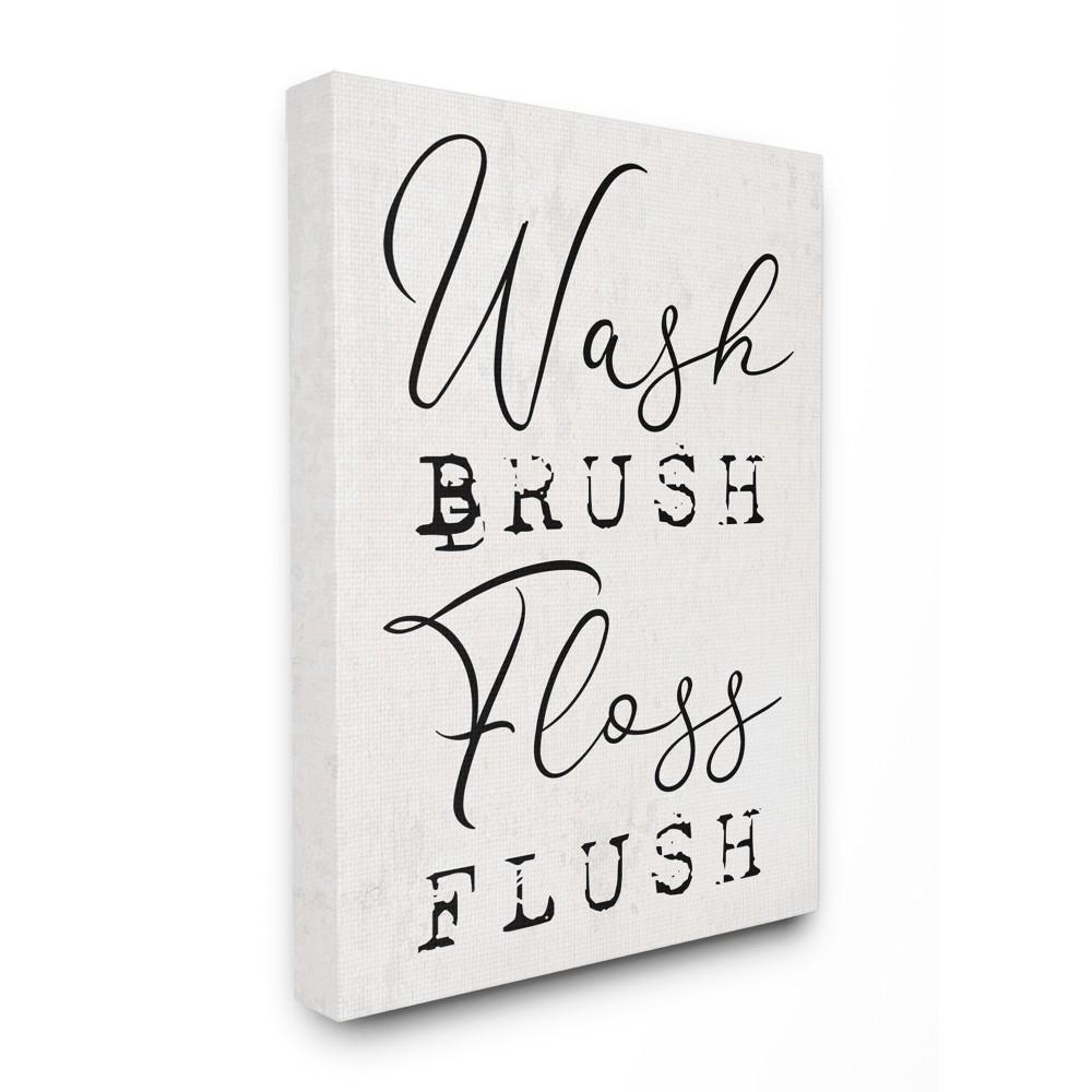 The Stupell Home Decor Wash Brush Floss Flush Black and White Distressed Rustic Look Typography  Crowdfused