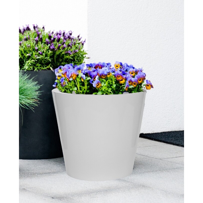 Natural Bucket Round Planter Pot Indoor Outdoor Fiber Stone Planter Box 23 in   Medium   23\