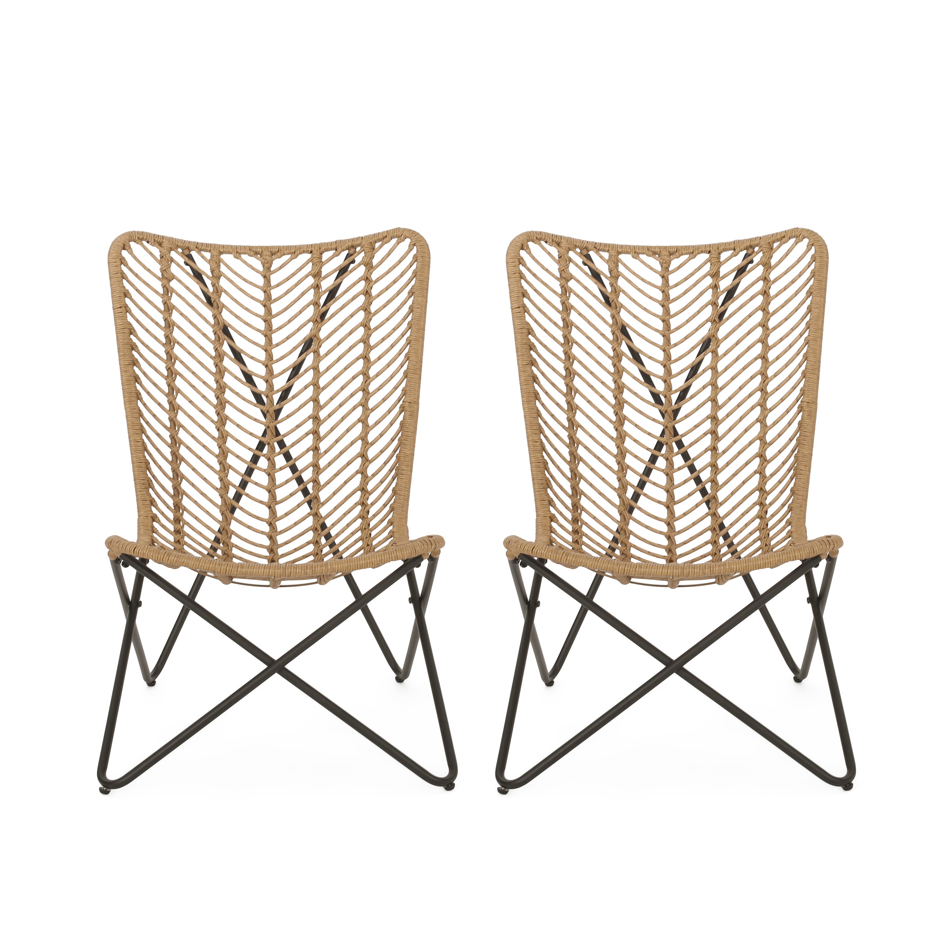 Juan Outdoor Wicker Accent Chairs, Set of 2