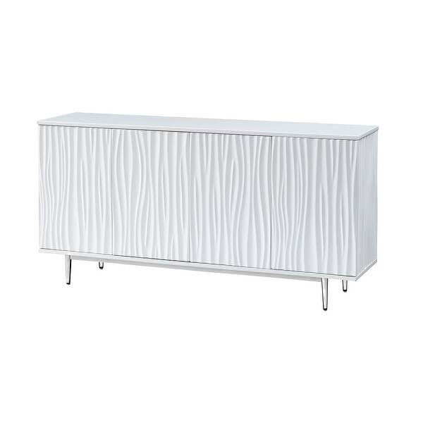 Somette Waves Glossy White Four Door Media Credenza - 63