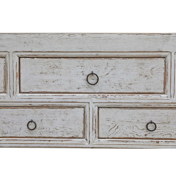 Artissance Amalfi Tow Tones 7 Drawers Sideboard Distressed White 98x20x35H