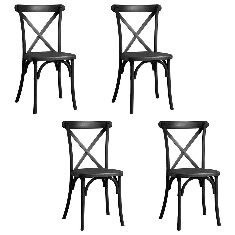 Modern Farmhouse Black/ Natural/ White Resin X Back Side Chair Dinning Chair