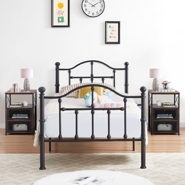 Taomika 3-pieces Modern Bedroom Set with Black Curved Bed Frame - - 35654760