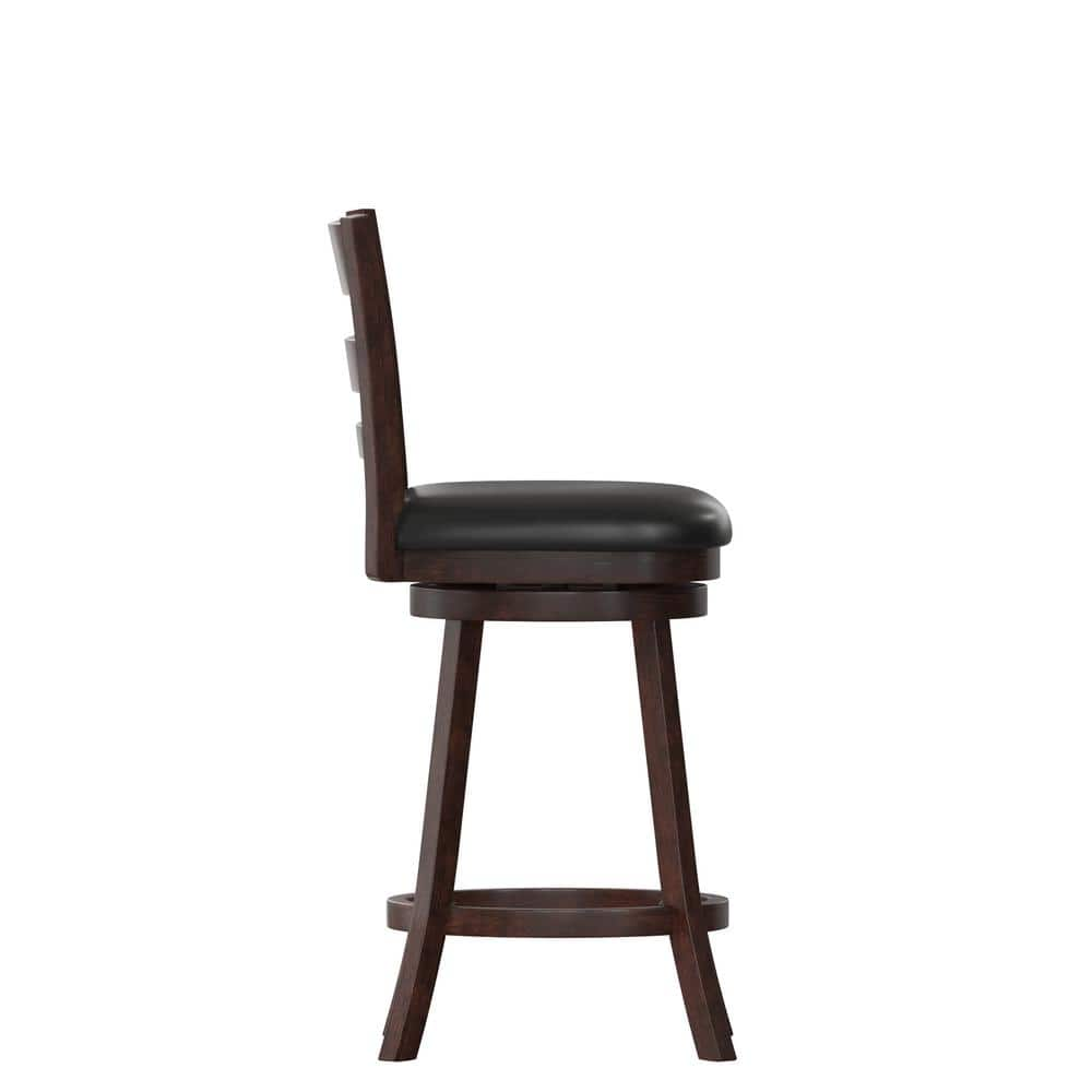 TAYLOR + LOGAN 38 in. Espresso/Black Full Wood Bar Stool with Wood Seat CO-504440-TAYLH