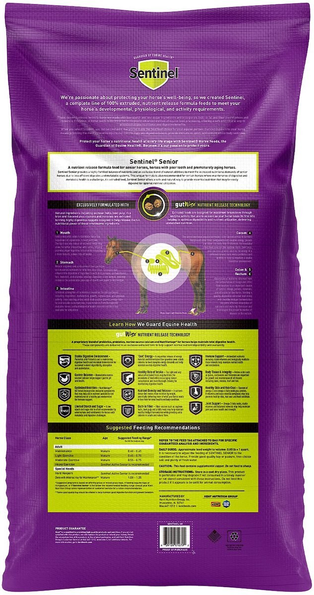 Kent Sentinel SR Senior Formula Horse Food， 50-lb bag