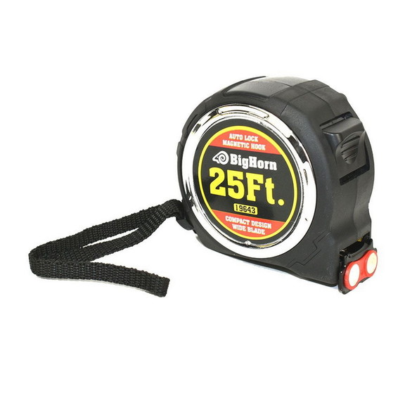 Big Horn 19643 25 ft. Compact Auto Lock Tape Measu...