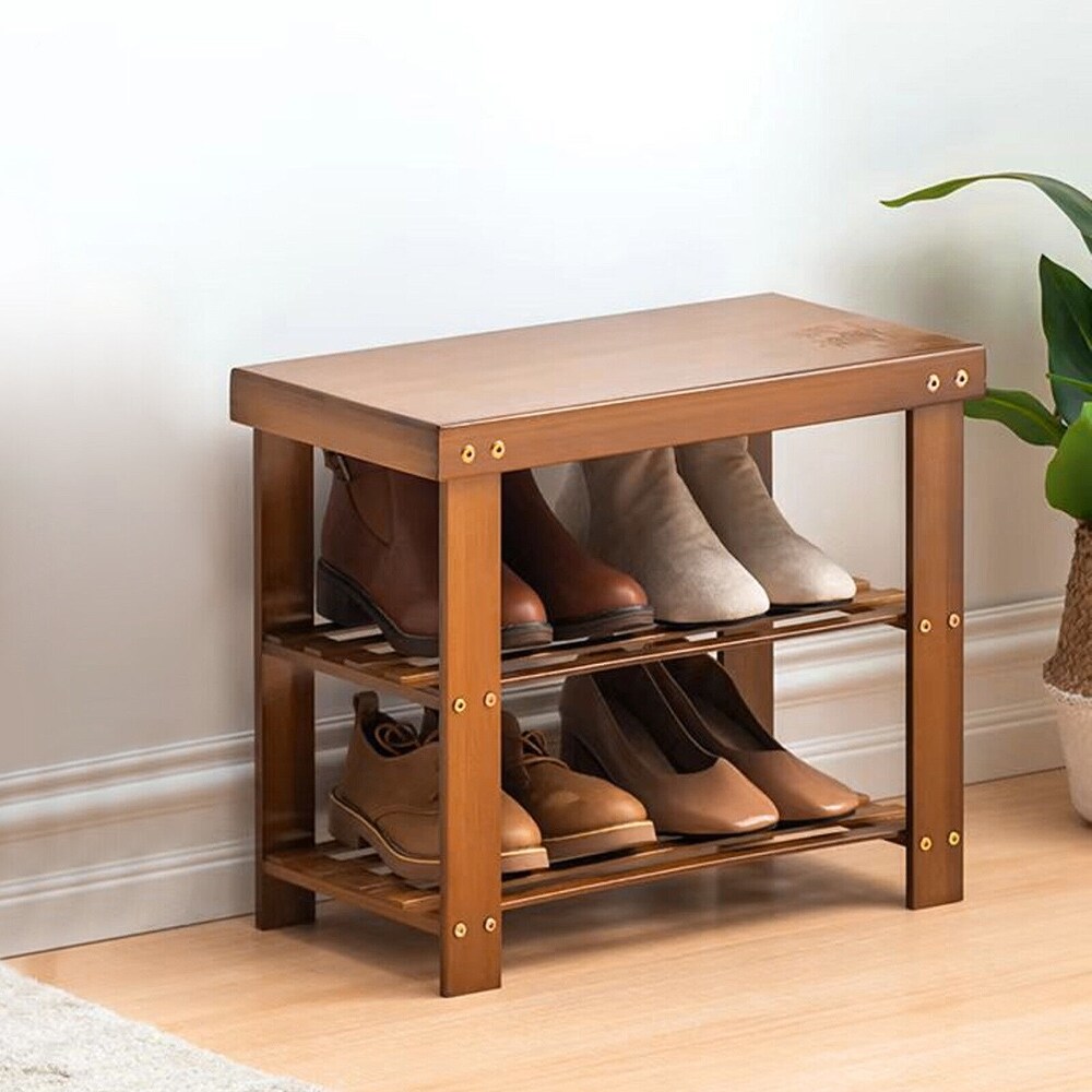 3 Tier Bamboo Shoe Rack Bench Entryway Shoe Storage Organizer