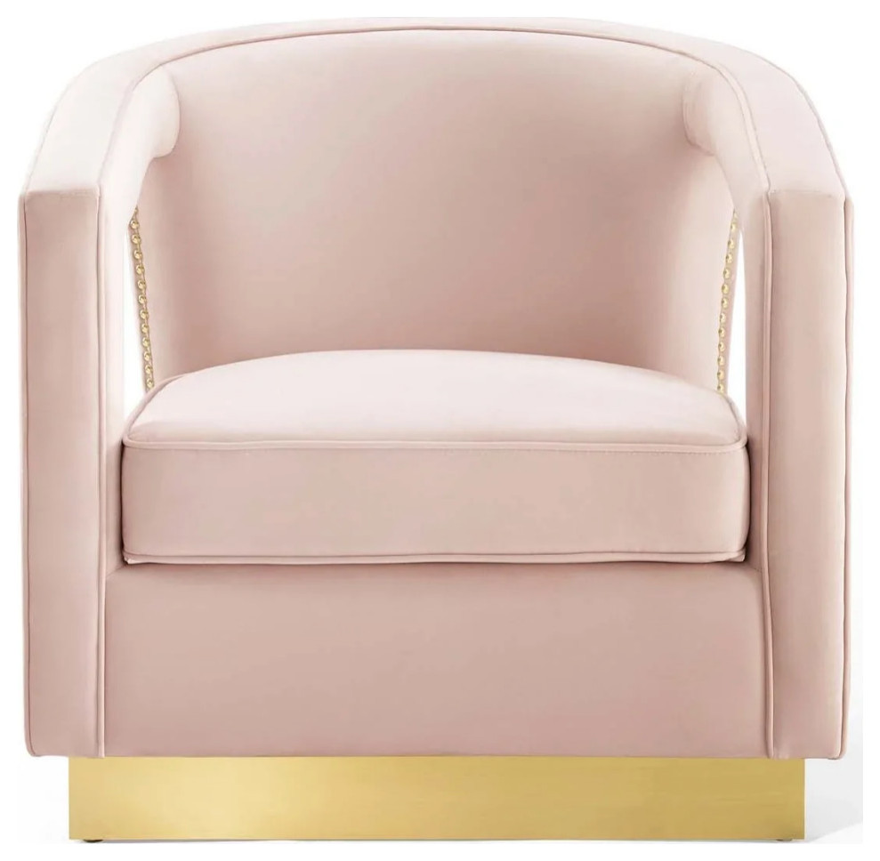 Atlas Pink Performance Velvet Armchair   Contemporary   Armchairs And Accent Chairs   by Virgil Stanis Design  Houzz