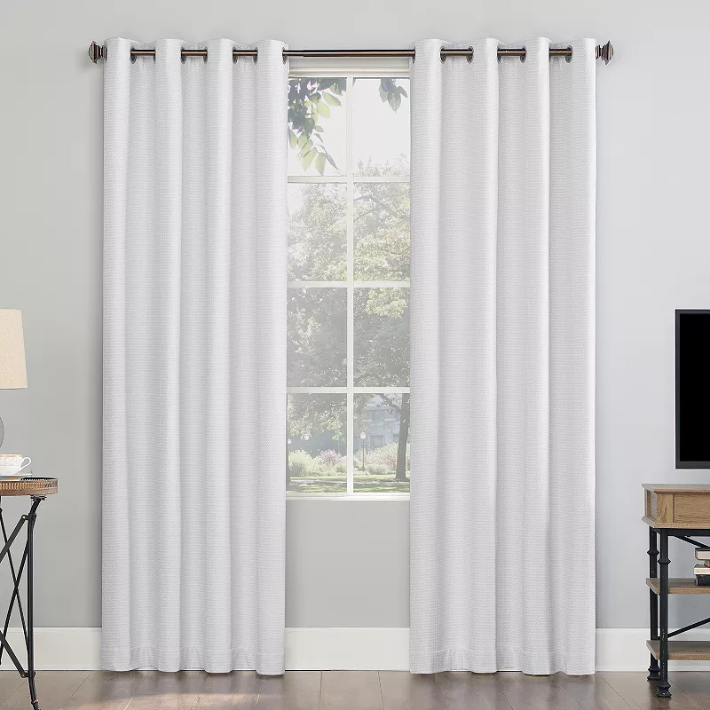 Sun Zero Array 100% Blackout Woven Dobby Draft Shield Fleece Insulated Grommet Window Curtain