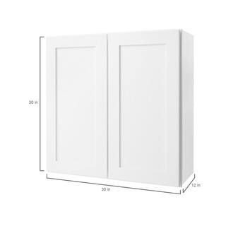 Hampton Bay Avondale Shaker Alpine White Ready to Assemble Plywood 30 in Wall Kitchen Cabinet (30 in W x 30 in H x 12 in D) W3030