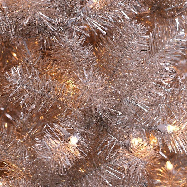 7.5' Prelit Rose Gold Artificial Christmas Tree，Clear Lights