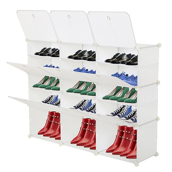 5-tier Portable 30 Pair Shoe Rack Organizer 15 Grids Tower Shelf Storage Cabinet Stand Expandable For Heels， Boots， Slippers， Black 29029