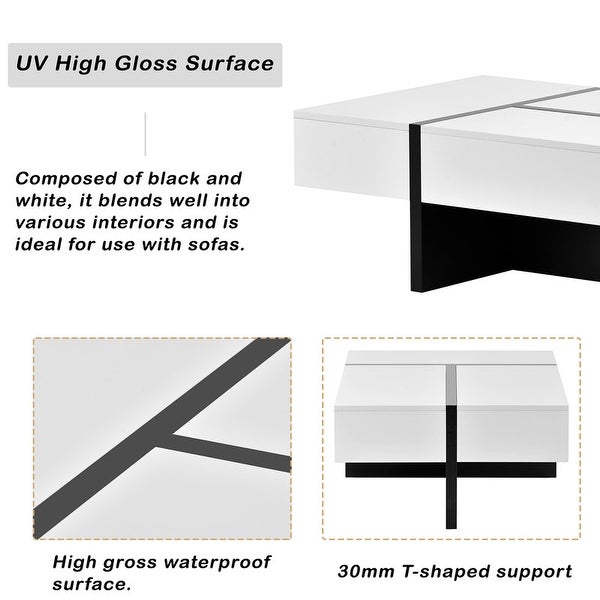 45.2'' Modern High Gloss Surface Coffee Table By Aoolive