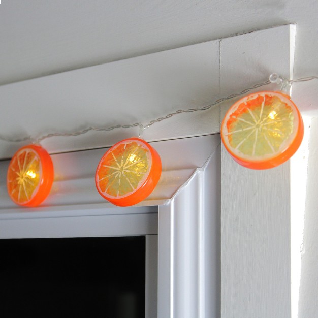 Northlight 10ct Battery Operated Orange Slice Summer Led String Lights Warm White 4 5 x27 Clear Wire