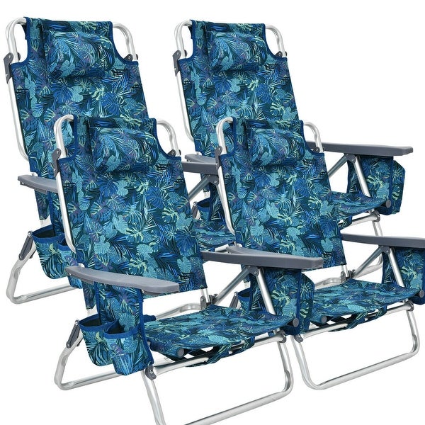 2 or 4-Pack Folding Beach Chair 5-Position Outdoor Reclining Chairs