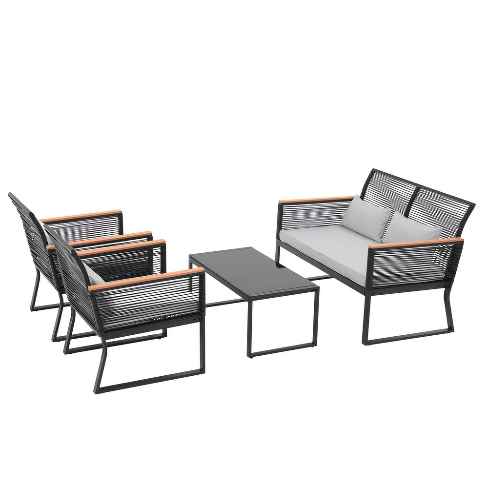 Outdoor 4 piece Wicker Patio Conversation Set