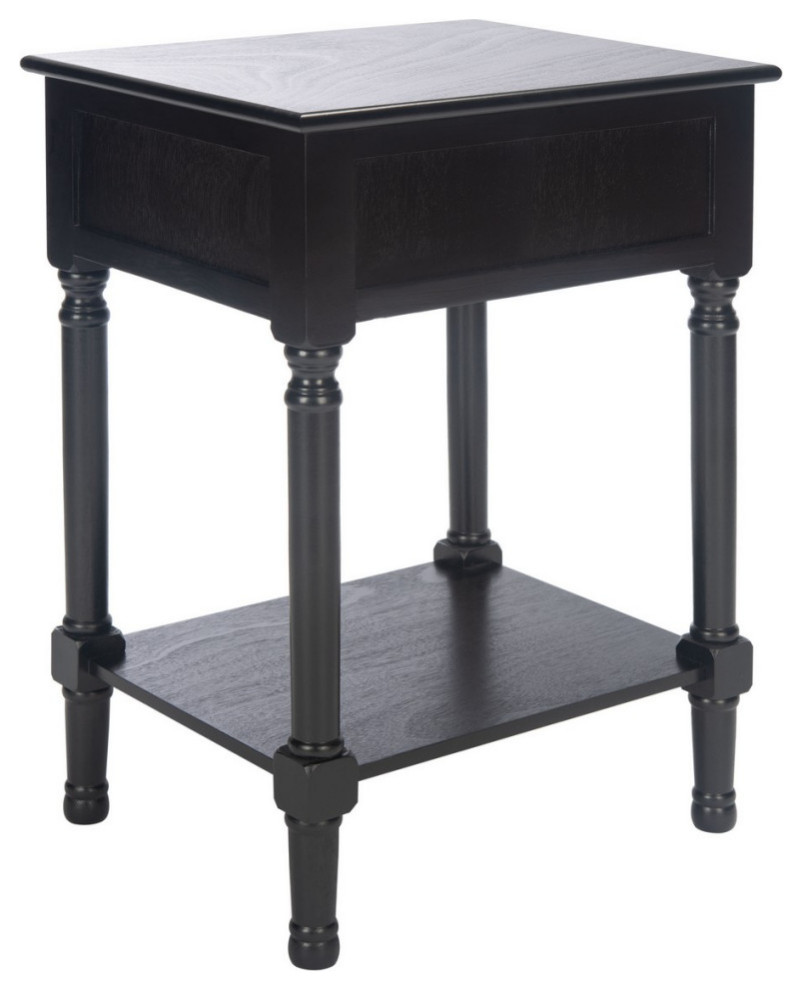 Davenport One Drawer Accent Table Black   Traditional   Side Tables And End Tables   by AED Luxury Home Decor  Houzz