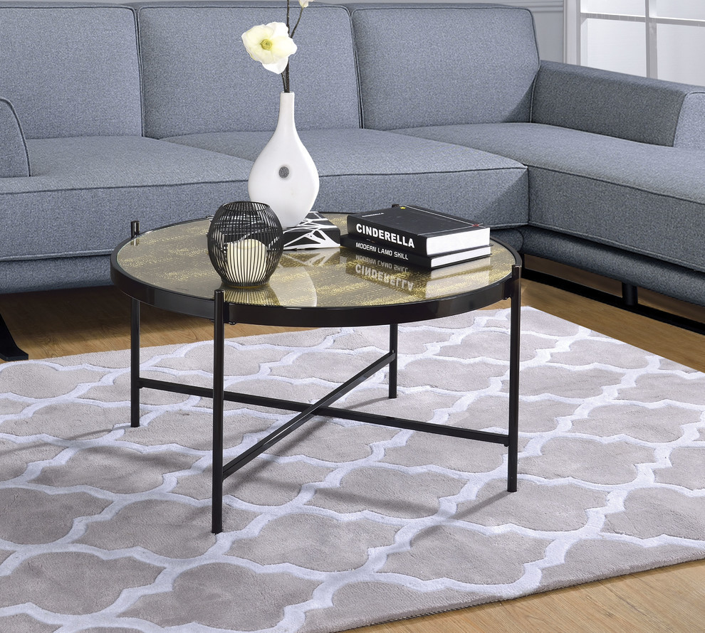 ACME Bage II Coffee Table  Black and Glass   Industrial   Coffee Tables   by GwG Outlet  Houzz