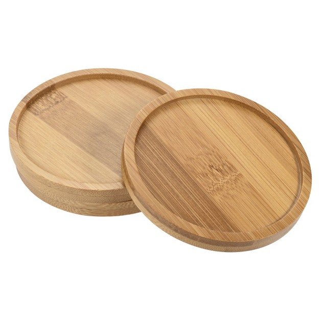 Unique Bargains Indoor Round Bamboo Planter Saucer Drip Tray Plant Drainage Trays 3 Pcs